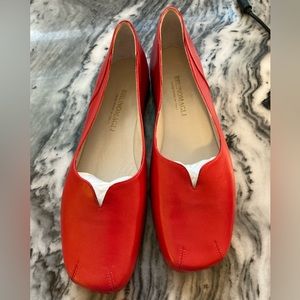 Bruno Magli red leather flats, made in Italy, size 8.5.  New without tags